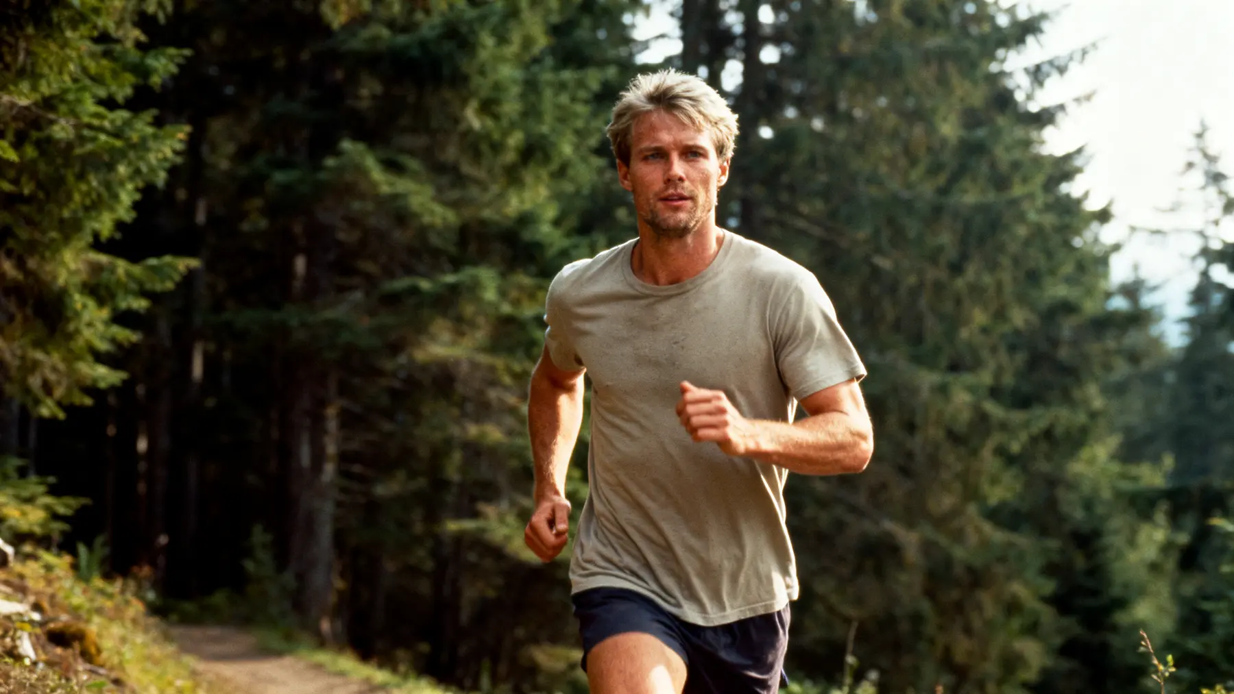 A fit young man running outdoors as part of cardiovascular risk reduction.