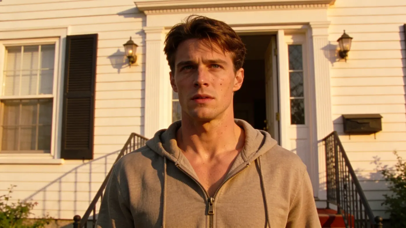 A young man stepping out his front door into morning light, making a first effort.