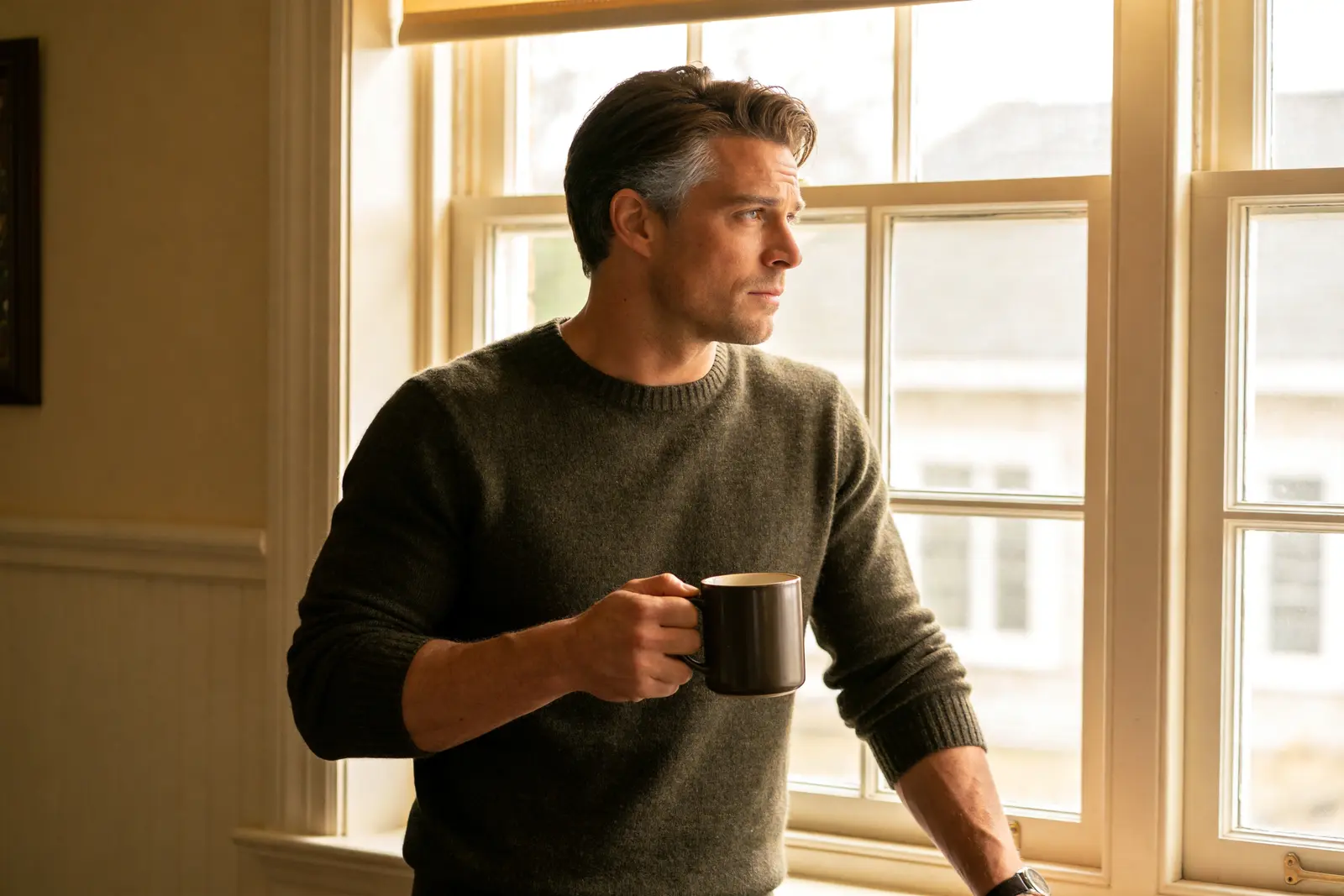 Man at a window thinking, choosing to take the harder honest path