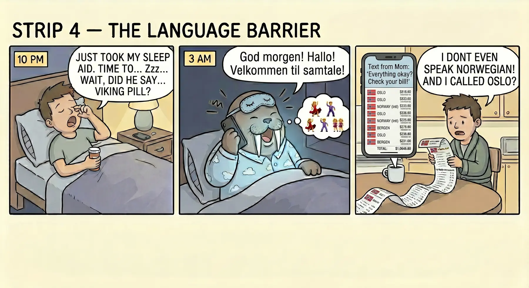 Ambien Walrus comic strip